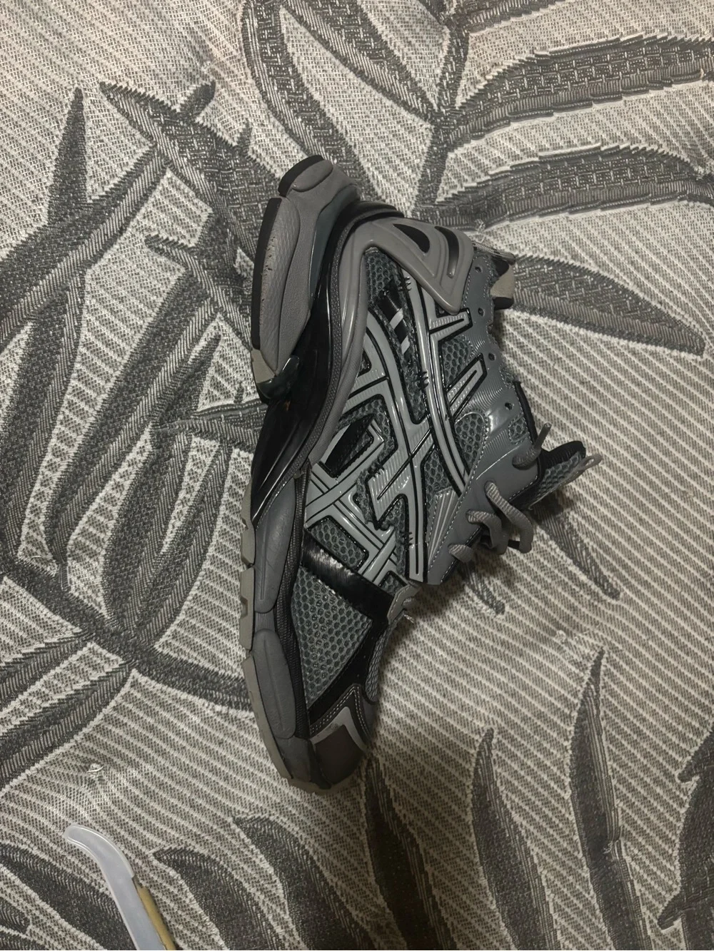 Balenciaga Gray and Black Mesh Runner Sneakers